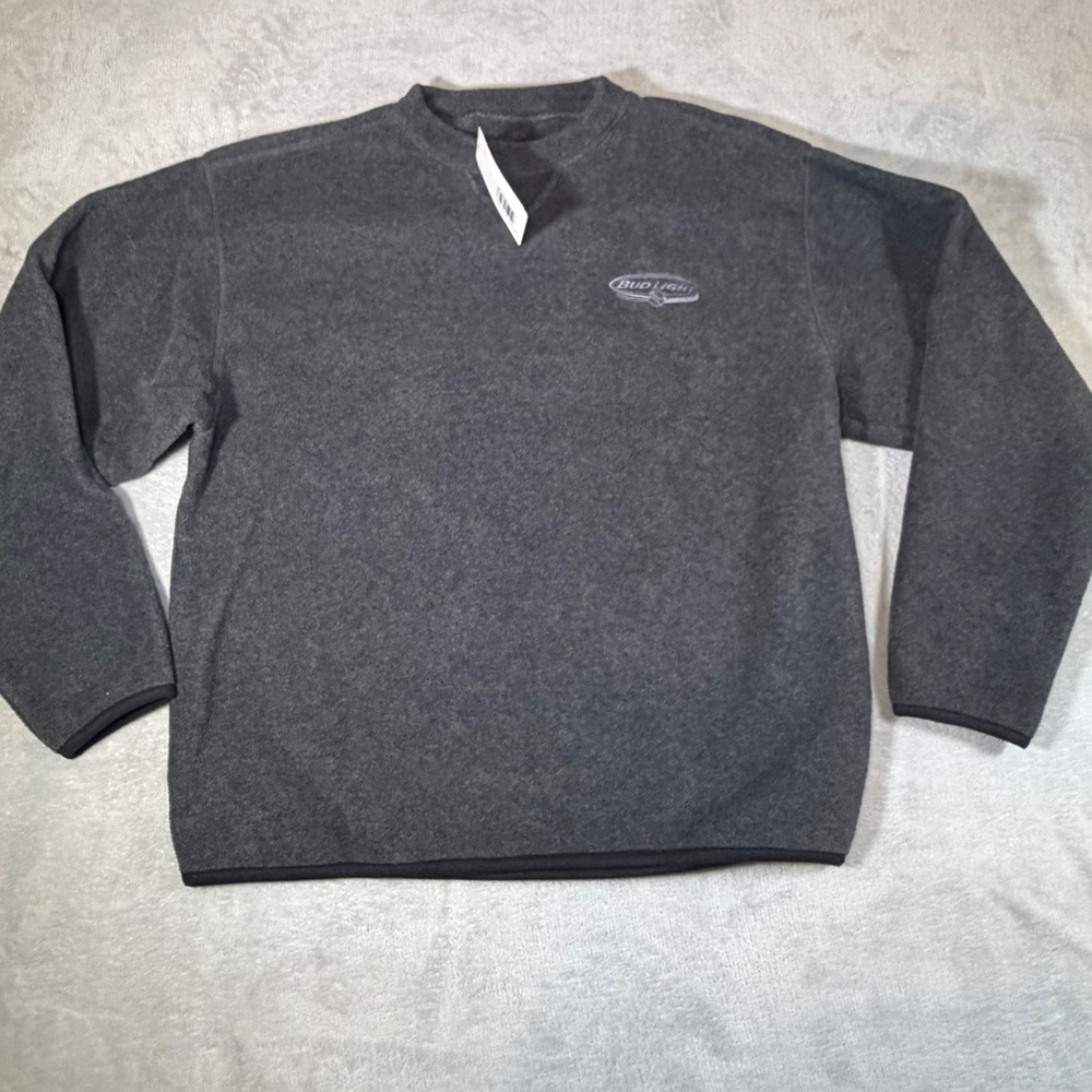 CCM Bud Light NHL Varsity Crew Fleece Sweatshirt Gray Mens Large Made‎ In Canada